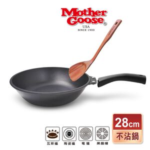 【美國Mother Goose鵝媽媽】艾瑪不沾平底深炒鍋28cm