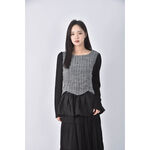 (S) 棉質設計感黑色長袖上衣二手衣, , large