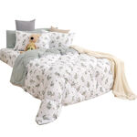 雙人加大床包羽絲絨被四件組-抹綠花語, , large