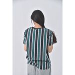 (S) bershka運動棉質條紋綠色短袖上衣二手衣, , large