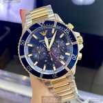 [星晴錶業]ARMANI手錶,44mm,AR00042寶藍色錶面寶藍錶殼金銀相間精鋼錶帶款, , large