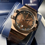 [星晴錶業]MASERATI手錶,42mm,R8851108011古銅色錶面古銅色錶殼咖啡色真皮皮革錶帶款, , large