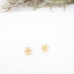 Cute Daisy Flower s925 sterling silver 24k gold plated earrings Birthday gift, , large