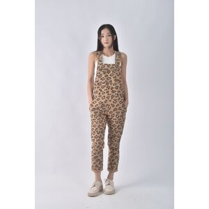 (2XL) 【陳喬恩私服】jill stuart質感吊帶豹紋棕色連身裝二手衣