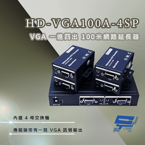 昌運監視器 HD-VGA100A-4SP VGA 一進四出 100米 網路延長器