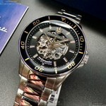 [星晴錶業]MASERATI手錶,46mm,R8823140008黑色雙面機械鏤空錶面銀錶殼銀色精鋼錶帶款, , large