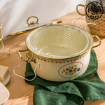 【SOLO Vintage】LCW Home 3700ml Enamel Flowers Frying Pan Set Made in Turkey, , large