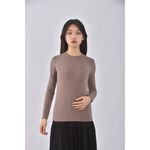 (S) jenny eyelet韓牌質感圓領棕色長袖上衣二手衣, , large