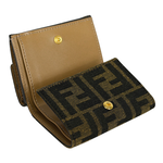 FENDI Baguette FF Logo 緹花布三折短夾/棕色, , large
