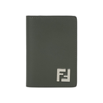 FENDI FF Logo 小牛皮及塗層帆布二折卡片夾/名片夾(軍綠色), , large