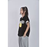 (M) miss lin印花黑色短袖上衣二手衣, , large