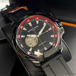 [星晴錶業]GiorgioFedon1919手錶,46mm,GF00123黑色雙面機械鏤空錶面黑錶殼深黑色矽膠錶帶款, , large