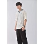 (L) 【范姜彥豐私服】covernat韓牌男裝V領落肩白色短袖上衣二手衣, , large