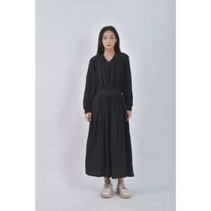 (S) wooden clothes抓皺傘擺黑色洋裝二手衣