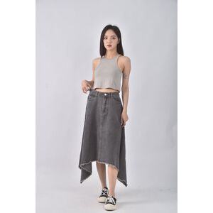 (S) suitangtang質感丹寧牛仔棉質純棉灰色長裙二手衣