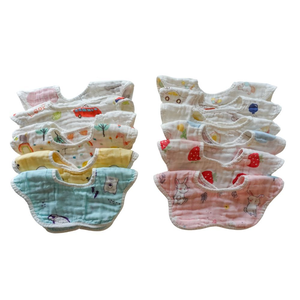 [Kaimei Cotton Industry] 8-pack Random Excellent Pure Cotton 6-layer Yarn High-density Petal Shape Bib Rotatable Multi-directional Use