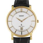 ORIENT 東方錶 SLIM 紳士輕薄石英錶-金框x黑/38mm FGW01002W, , large