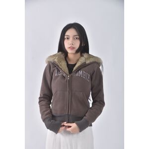 (S) 【國泰航空永續合作】abercrombie fitch質感棉質連帽棕色外套二手衣