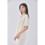 (L) poly lulu質感V領杏色短袖上衣二手衣, , large