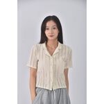 (S) queenshop韓牌質感棉質純棉杏色短袖上衣二手衣, , large