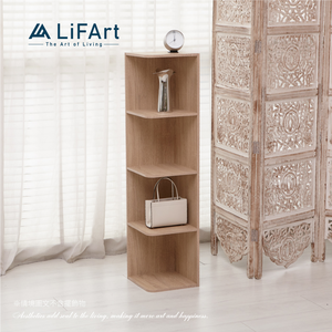 【LiFArt】MIT日系簡約四層角落收納櫃-經典橡木色