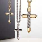 CHARRIOL 夏利豪 CELTIC 十字架鋼索項鍊-小 08-101-1282-2, , large