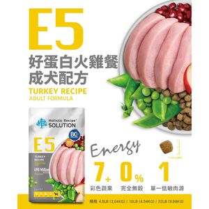 【耐吉斯】E5 好蛋白火雞餐 無穀成犬配方(成犬飼料 狗飼料 狗糧 犬糧 狗食)22LB(9.98KG)