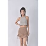 (S) 【安于晴Charlene私服】zayoshe質感抽繩棕色短裙二手衣, , large