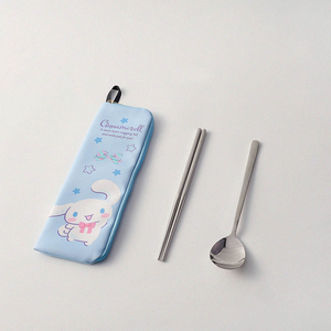SANRIO - Hello Kitty Simple Cutlery Set - Black Heart Design (Two Pieces)