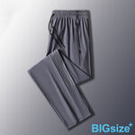 大尺碼-鬆緊帶 排汗 平口 冰絲長褲-黑/灰-0204160, , large