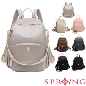 SPRING-尼龍後背包 防盜後背包 可肩背後背包 尼龍雙肩包 多口袋後背包 大容量後背包 -大款(多色)