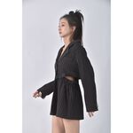 (S) 【安于晴Charlene私服】y j質感西裝露腰黑色洋裝二手衣, , large