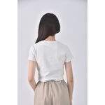 (S) 【里唯私服】rumor修身短版圖案白色短袖上衣二手衣, , large