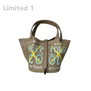 Leather buckle bucket bag earthy color