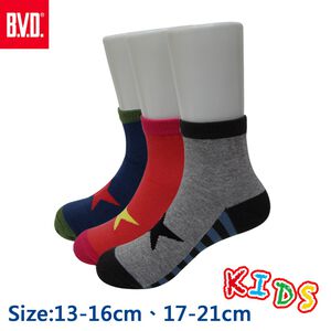 【BVD】幸運之星1/2童襪<桔紅,13-16cm>B265 短襪 襪子