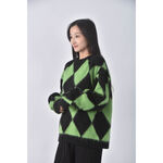 (F) lagua gem菱格紋綠色長袖上衣二手衣, , large