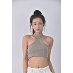 (S) 【安于晴Charlene私服】captain質感掛脖棕色上衣二手衣, , large