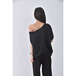 (F) 棉質寬鬆黑色短袖上衣二手衣, , large