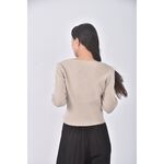 (S) 質感圓領杏色長袖上衣二手衣, , large