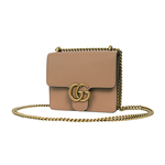 GUCCI Marmont 金色標誌粒紋皮革肩背/斜背二用鍊包/裸粉色, , large