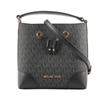 Michael Kors Mercer 塗層帆布束繩設計小款水桶包/黑色, , large