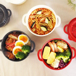 Cast iron pot shape food storage box (round - black and gray), , large