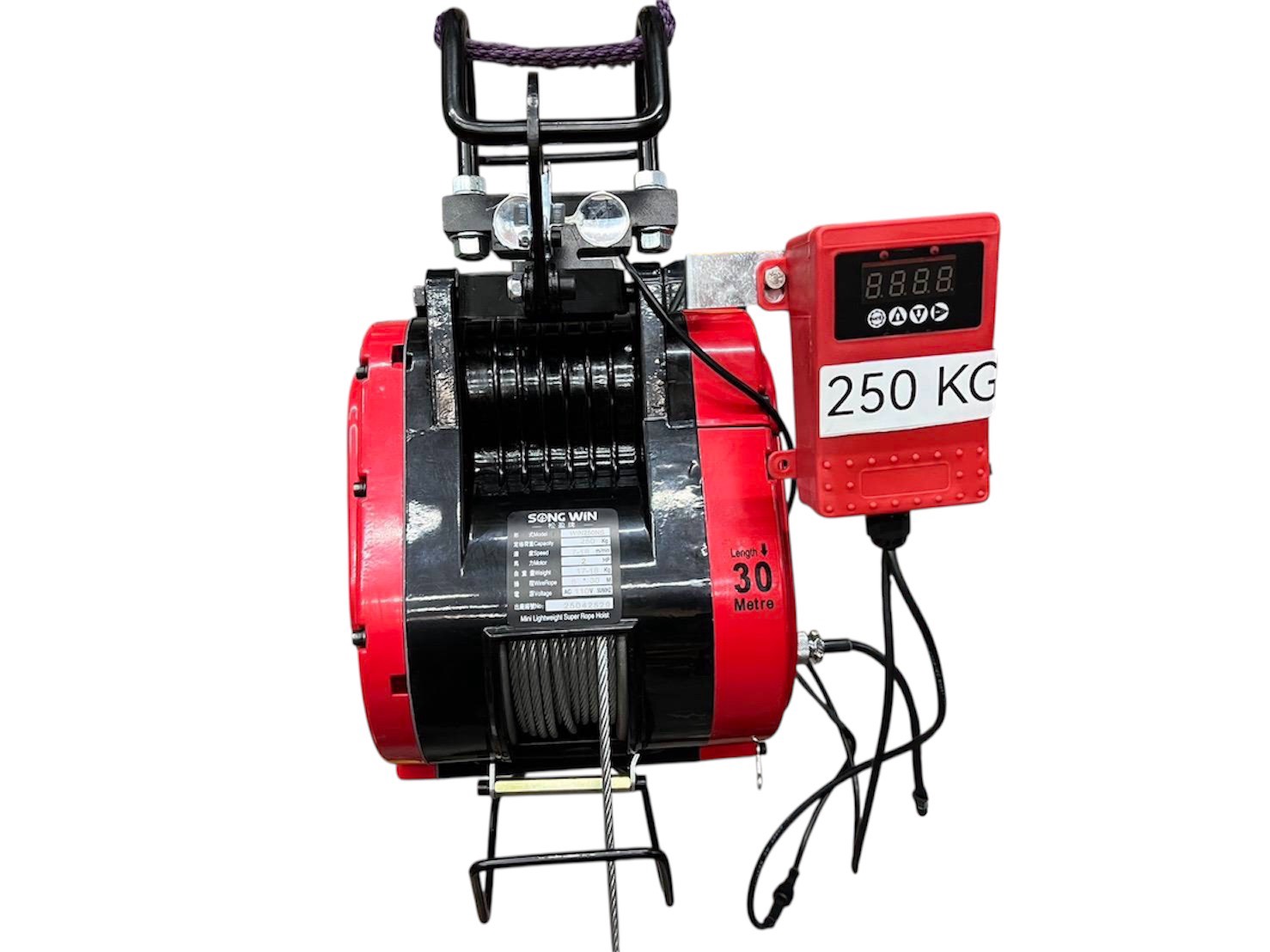 WIN五金 松盈牌 SONG WIN 電動吊車<250NS*30M一般型+過負載-線控> 捲揚機 過負載 電子吊秤 電動絞盤, , large