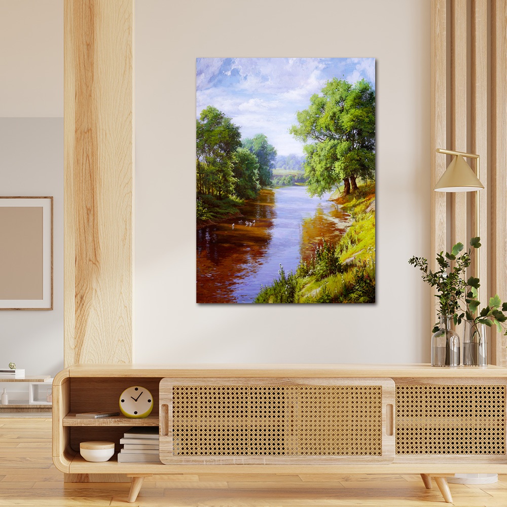 【御畫房】盛夏風光 國家一級畫師手繪油畫60×90cm(VF-97), , large