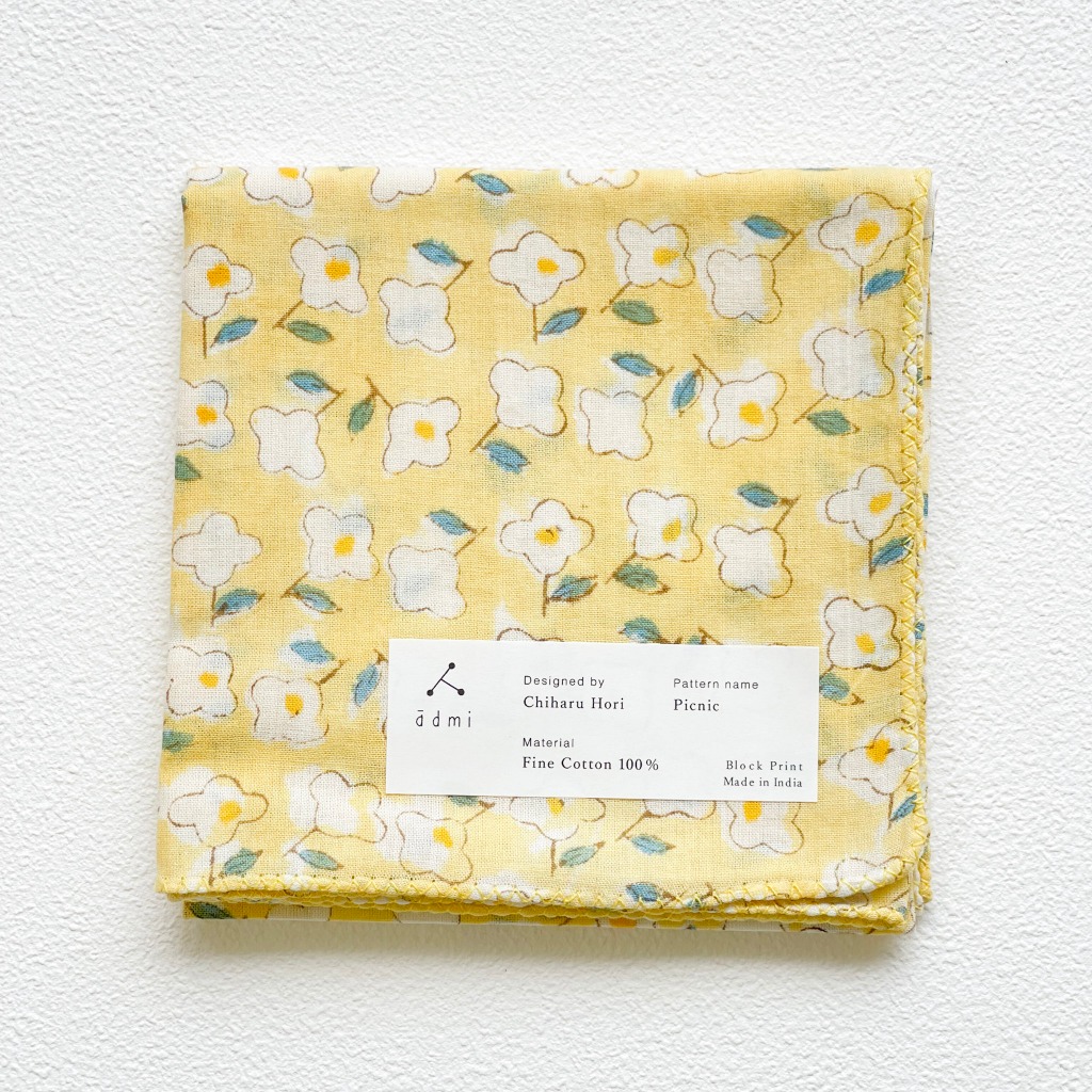 日本設計/印度製造 admi 全棉 方形 45x45 cm 手帕 手巾 (Picnic 01), , large