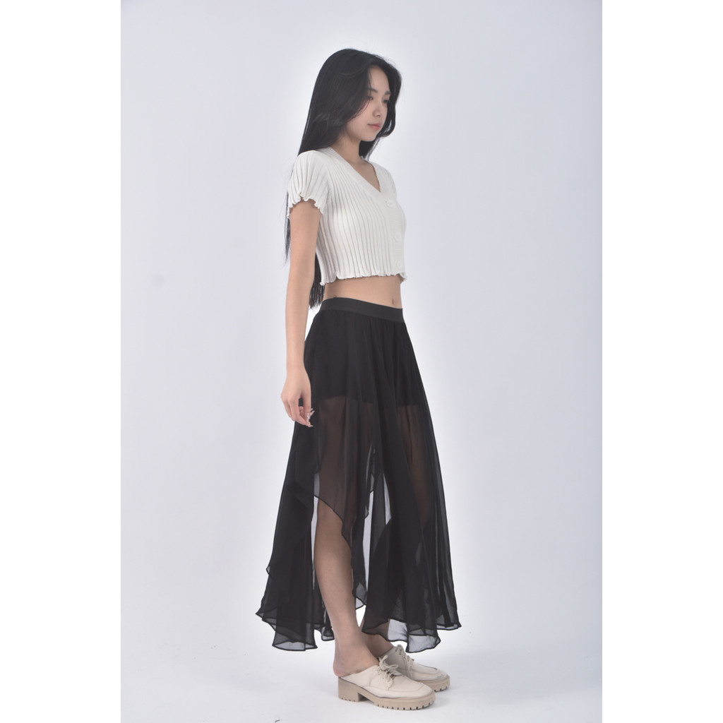 (M) 質感紡紗棉質黑色長裙二手衣, , large