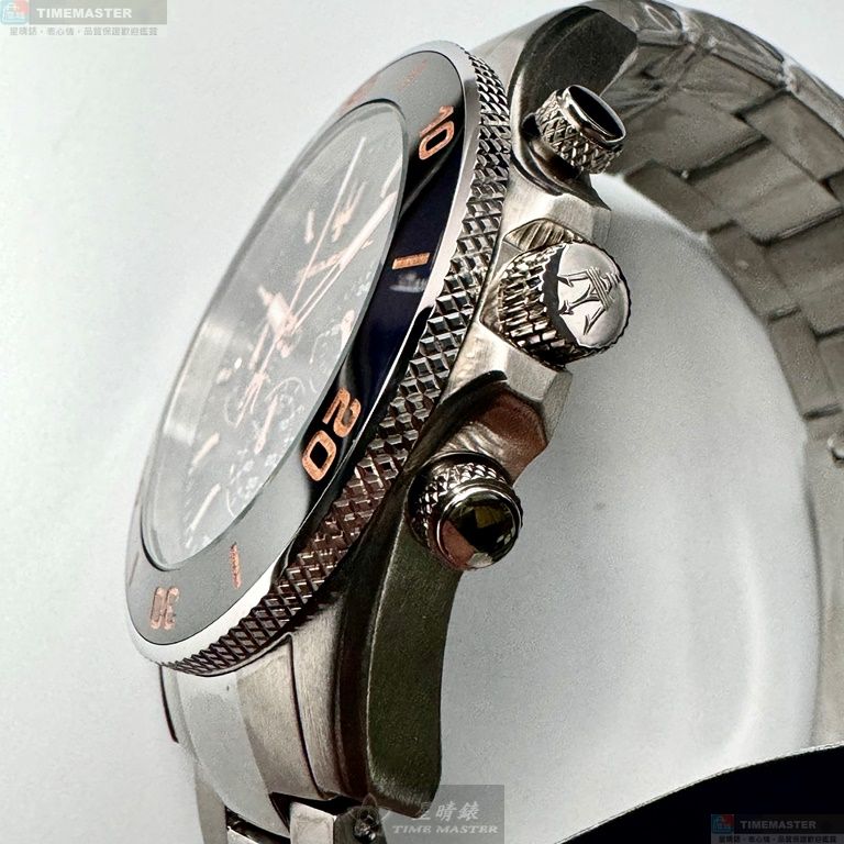 [星晴錶業]MASERATI手錶,44mm,R8873600003黑色錶面黑錶殼銀色精鋼錶帶款, , large