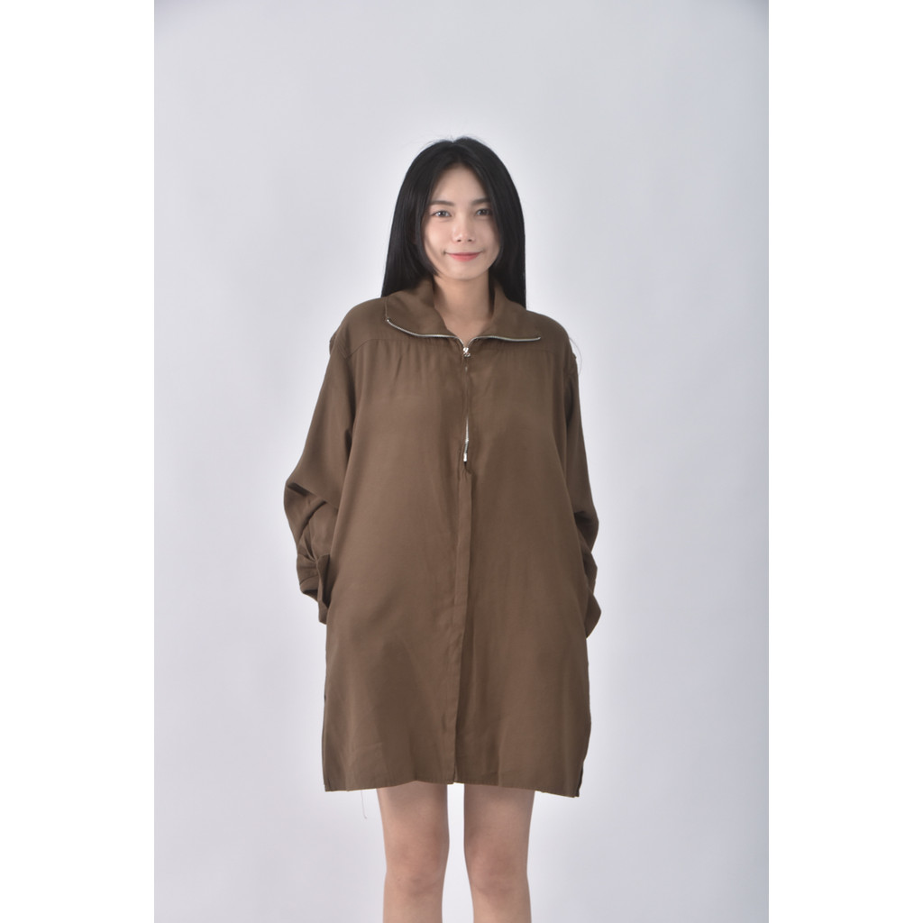 (XL) 拉鍊軍綠色長袖上衣二手衣, , large