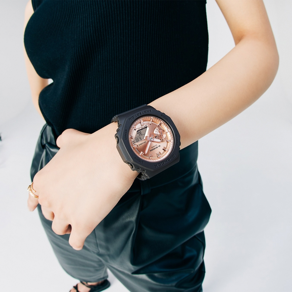 CASIO 卡西歐 G-SHOCK ITZY禮志配戴款 粉紅金 八角 雙顯手錶 女錶 GMA-S2100MD-1A, , large