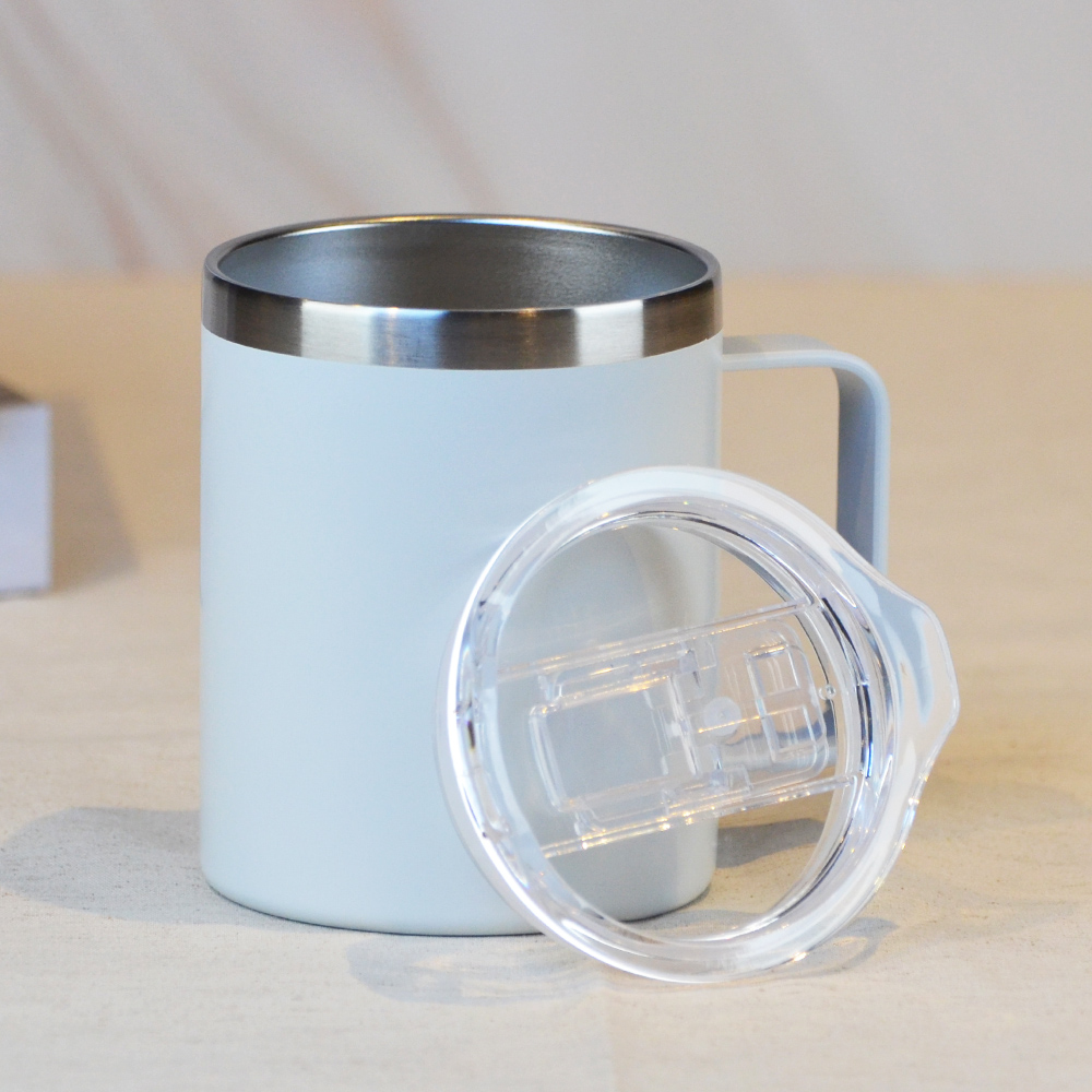 【YU Living】雙層不銹鋼馬克杯400ML 保溫杯 隨行杯-白色, , large